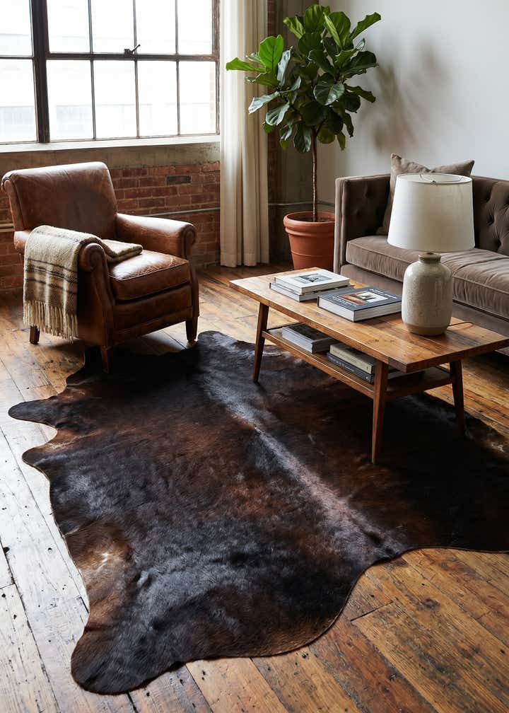 6' 6 x 7' 4 Cowhide Leather Rug