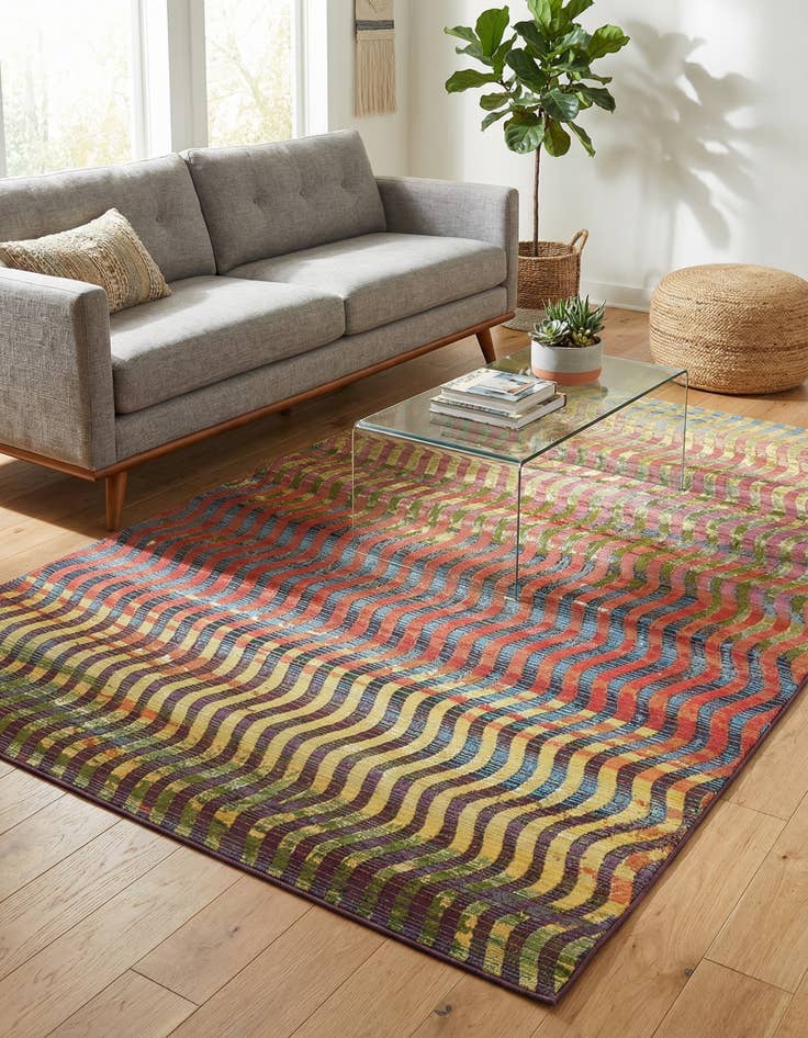 Detail image of 5' 3 x 8' Washable Modern Indoor / Outdoor Rug