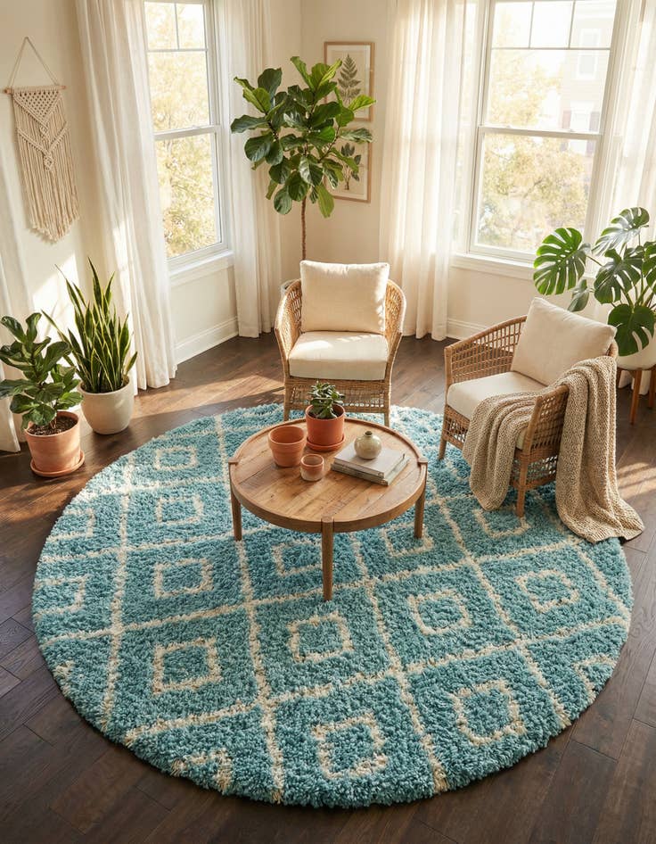 Detail image of 10' x 10' Trellis Shag Round Rug