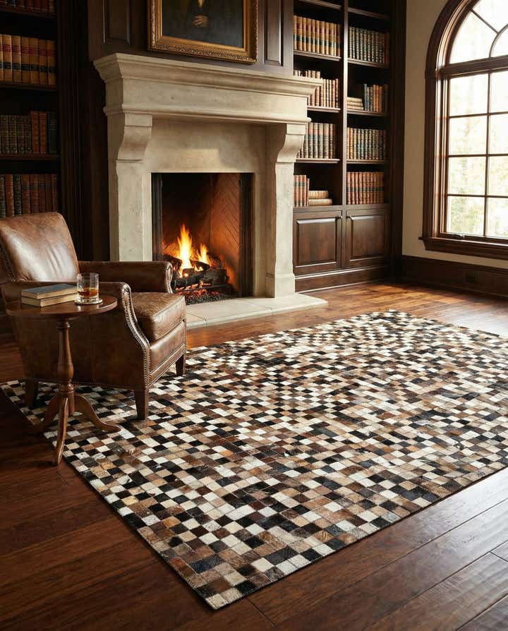5' 1 x 8' Cowhide Leather Rug