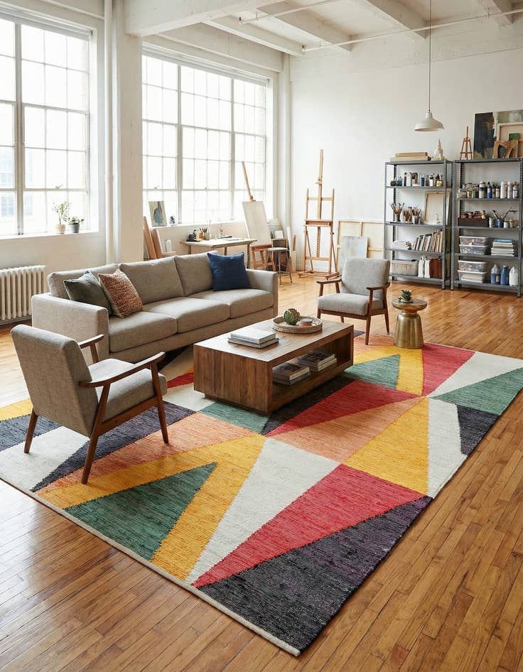 Detail image of  9' x 12'  Hand Braided Chindi Cotton Rug