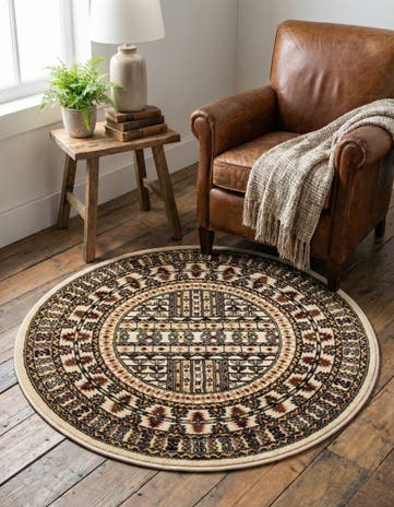 Beige Bokhara Round Rug