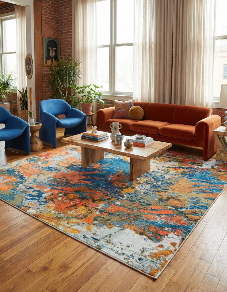 Detail image of 9' 10 x 9' 10 Washable Vivid Square Rug