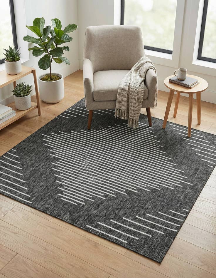 Detail image of 5' 3 x 5' 3 Washable Modern Indoor / Outdoor Square Rug
