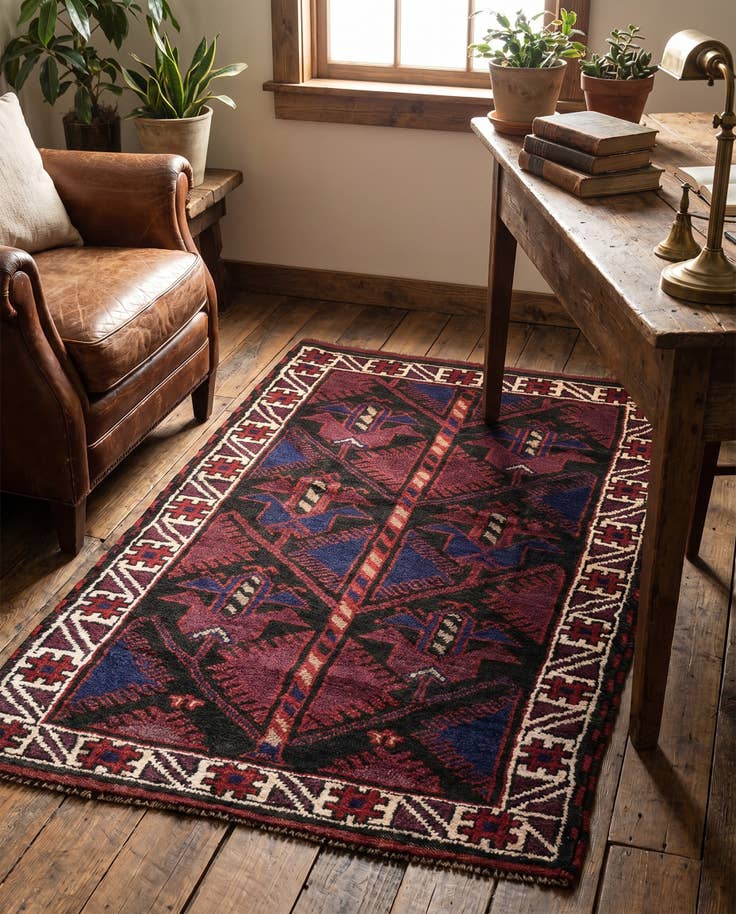 Detail image of 2' 9 x 4' 9 Hand Knotted Balouch Persian Wool Rug