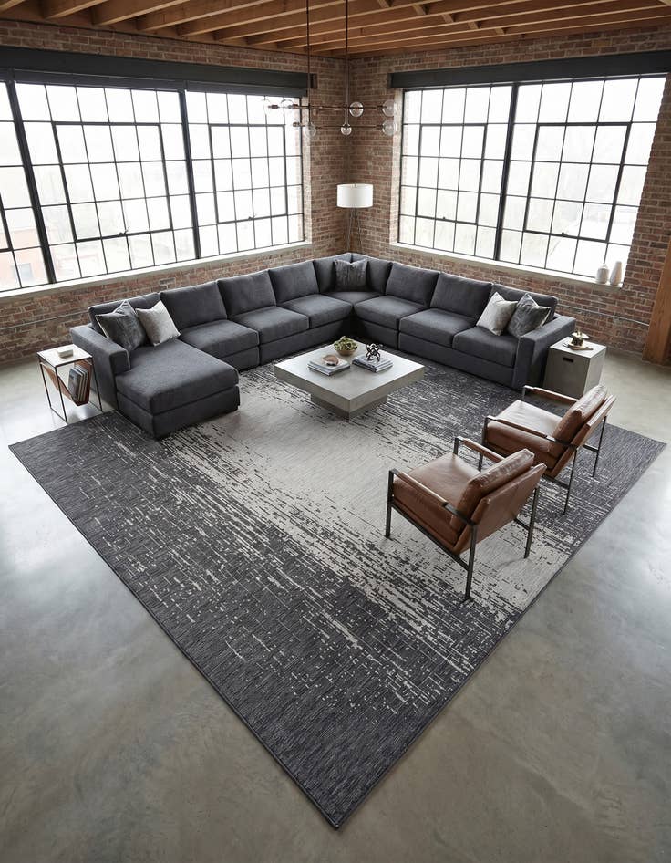 Detail image of 13' x 13' Easy-Clean Modern Indoor / Outdoor Square Rug