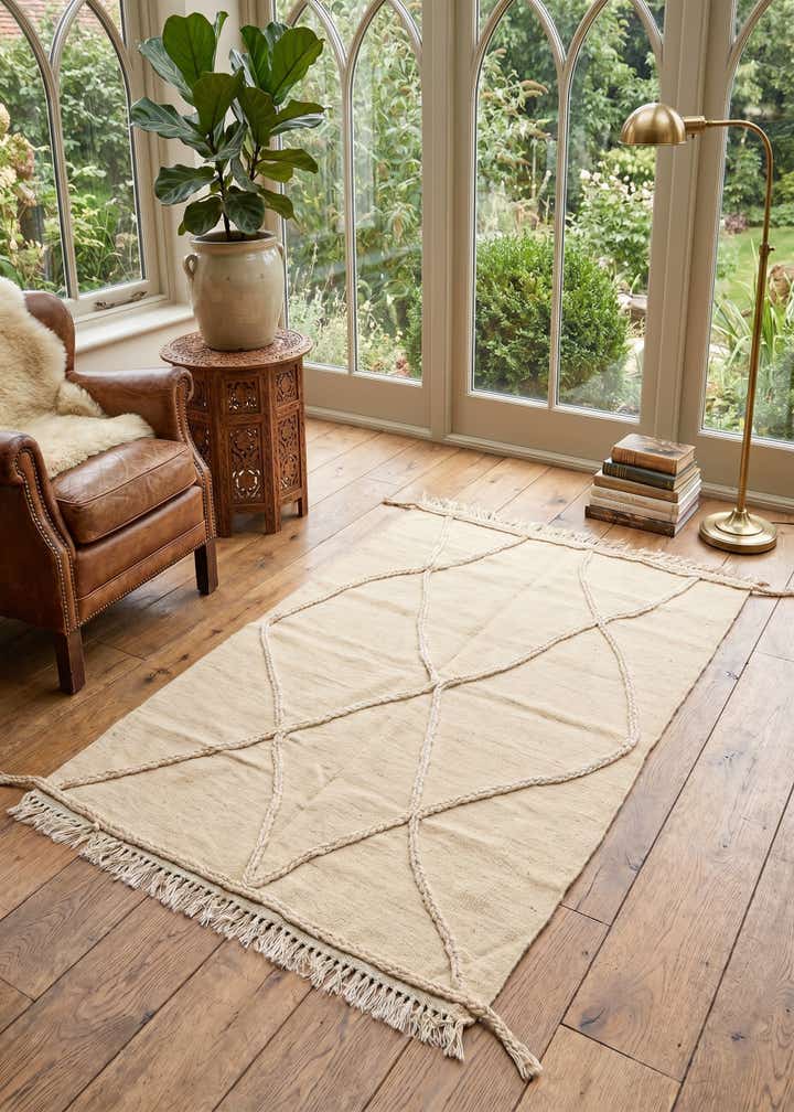 3' 5 x 5' Hand Knotted Moroccan Wool Rug