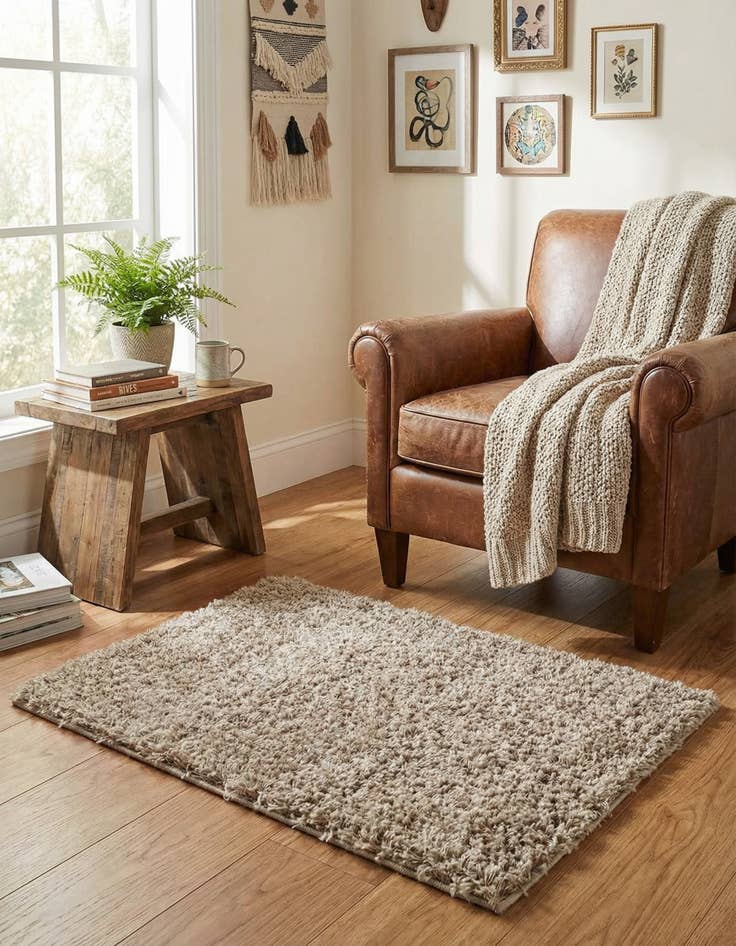 Detail image of  2' x 3' Solid Shag Rug