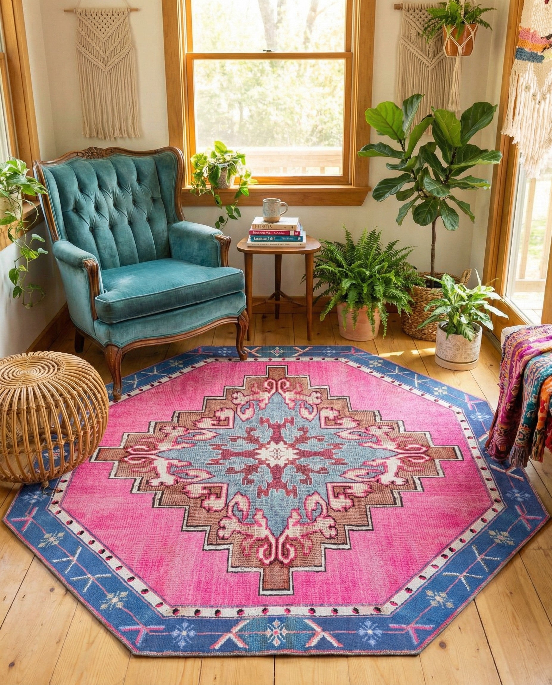 7' 6 x 7' 6 Washable Timeless Octagon Rug