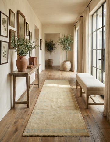 3' 4 x 10' 2 Hand Knotted Oushak Wool Runner Rug