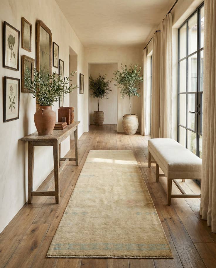 Detail image of 3' 4 x 10' 2 Hand Knotted Oushak Wool Runner Rug