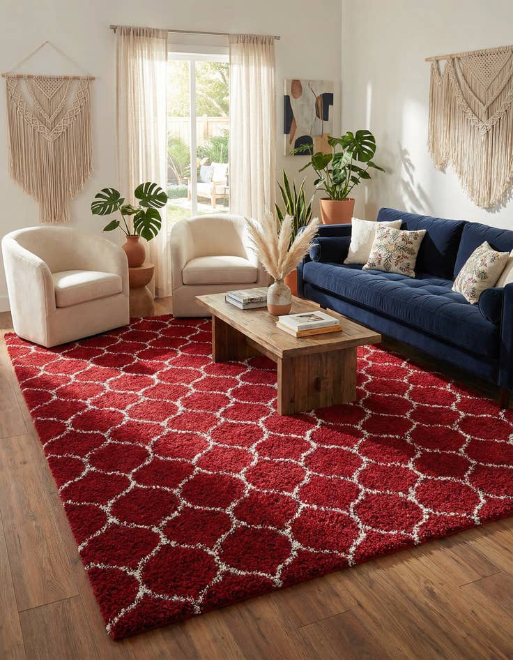 Detail image of 10' 8 x 14' Trellis Shag Rug