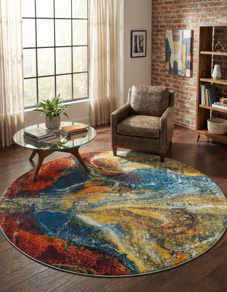 Detail image of 7' 10 x 7' 10  Washable Haerfest Round Rug