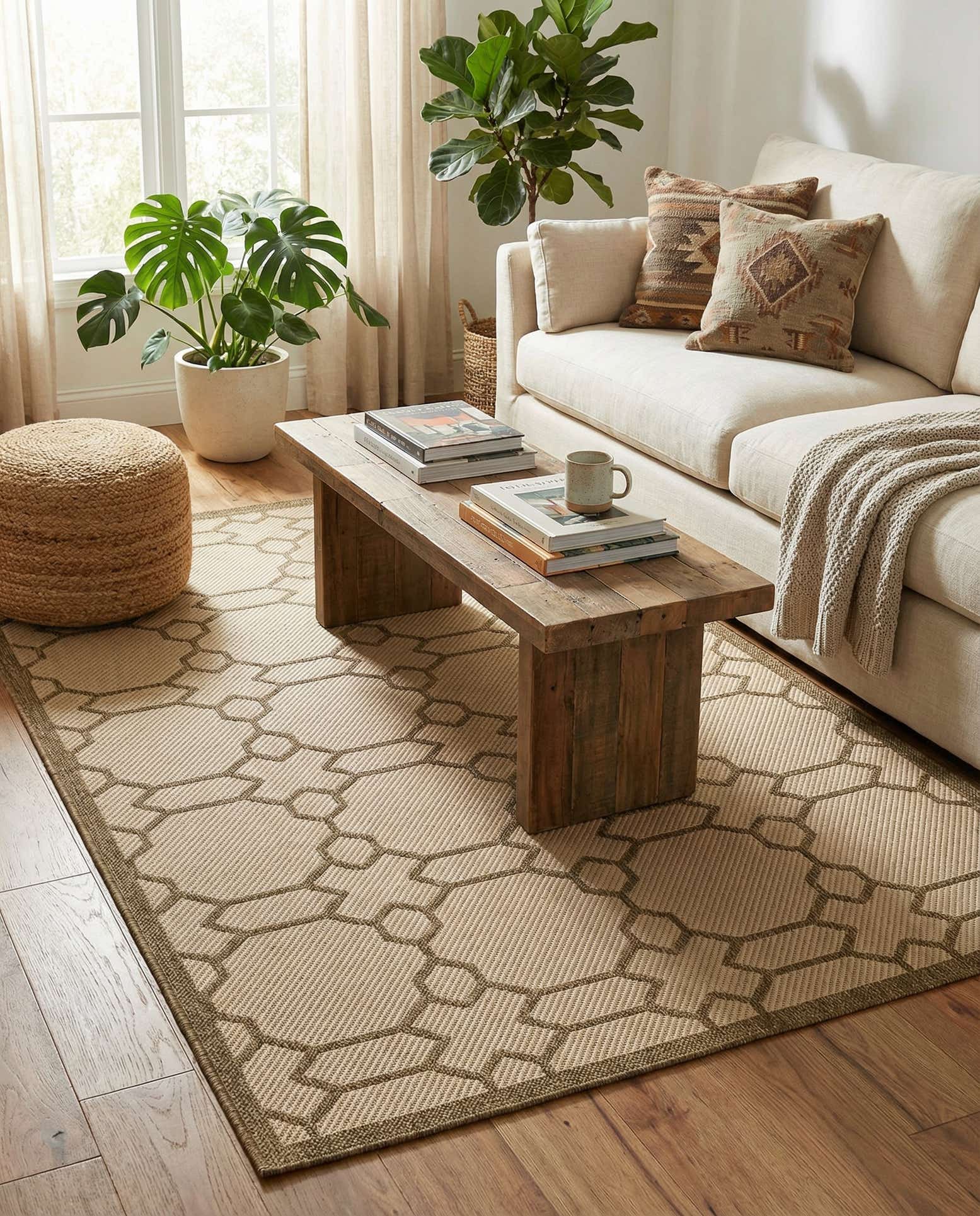 5' 3 x 8' Easy-Clean Trellis Indoor / Outdoor Rug