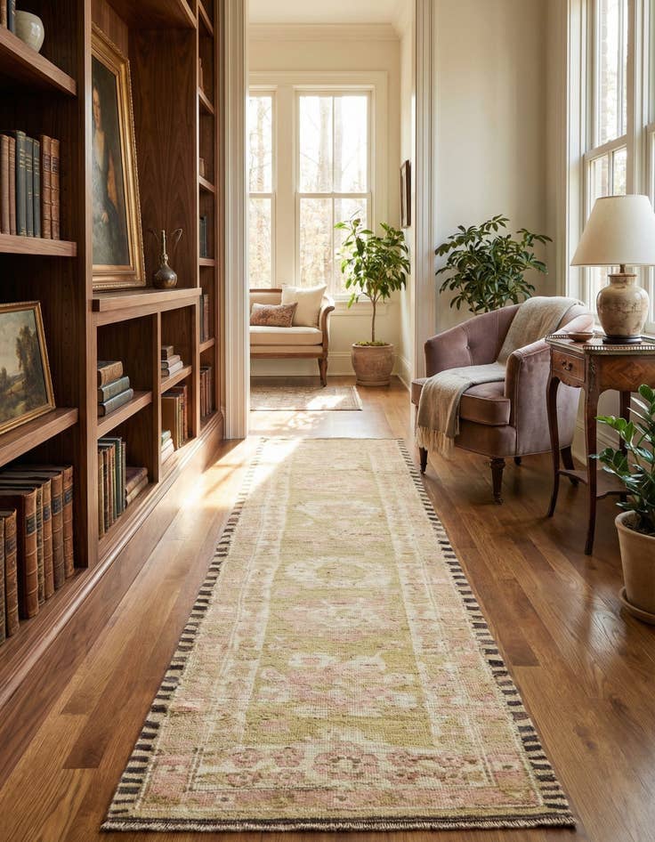 Detail image of 2' 9 x 10' 3 Hand Knotted Oushak Wool Runner Rug