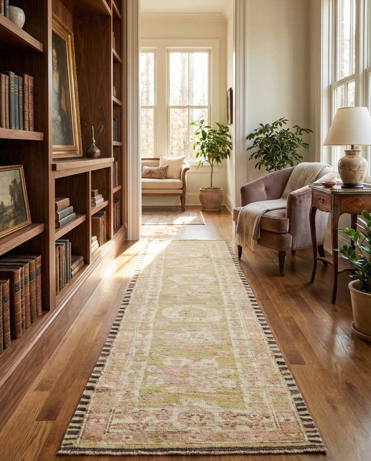 Detail image of 2' 9 x 10' 3 Hand Knotted Oushak Wool Runner Rug