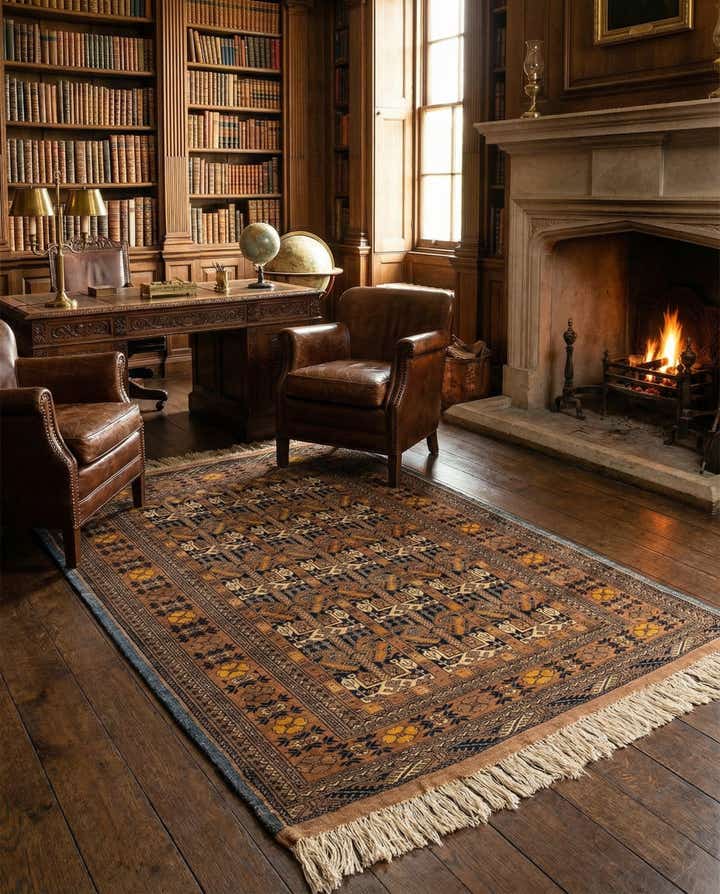 4' x 6' 4 Hand Knotted Kashmir Oriental Wool Rug