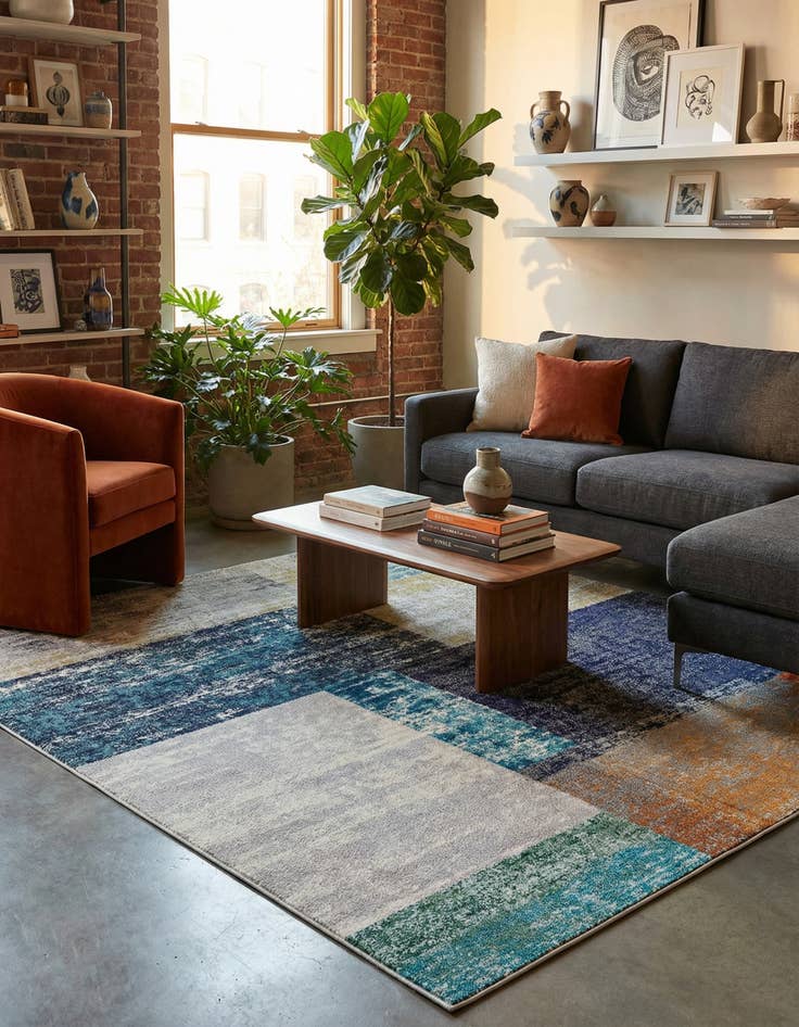 Detail image of 7' 10 x 7' 10 Washable Vivid Square Rug