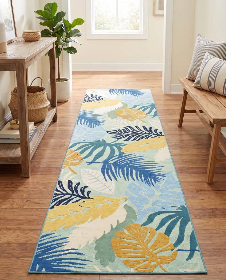 Detail image of 2' 7 x 10' Easy-Clean Botanical Indoor / Outdoor Runner Rug