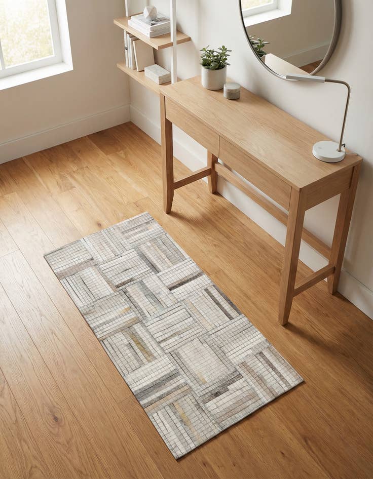 Detail image of 1' 2 x 3' 1 Cowhide Leather Runner Rug