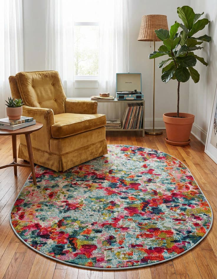 Detail image of 4' 1 x 6' 1  Washable Spectrum Oval Rug