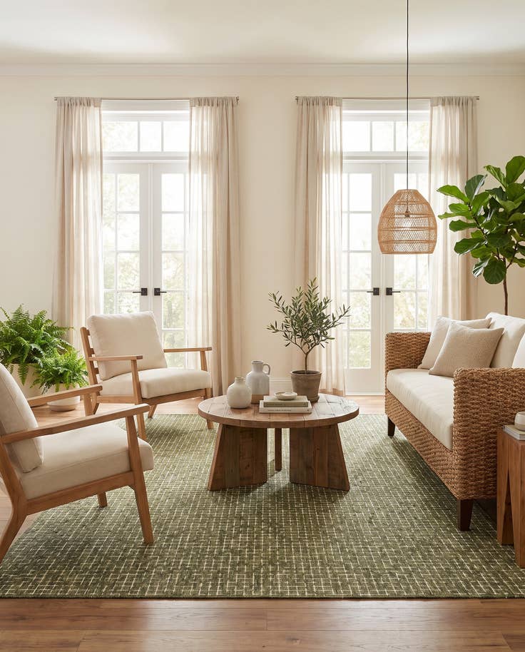Detail image of 5' 3 x 8' Easy-Clean Checkered Indoor / Outdoor Rug