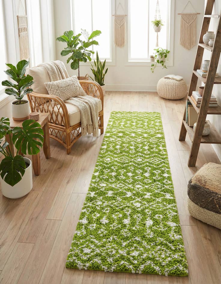 Detail image of 2' 7 x 10' Moroccan Trellis Shag Runner Rug