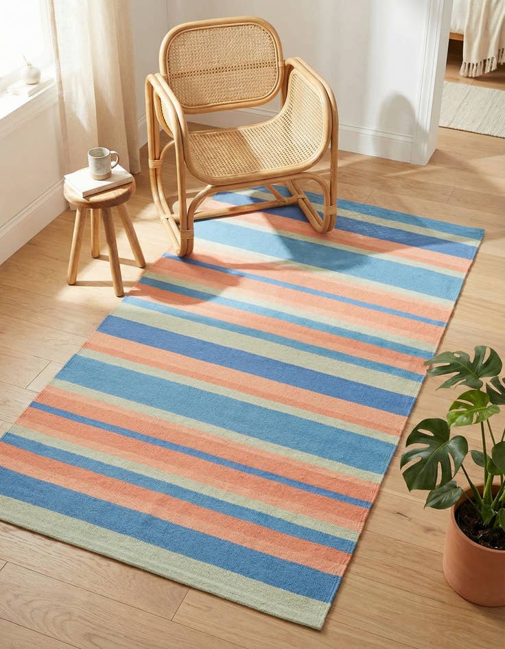 Detail image of 3' 1 x 5' 1 Hand Woven Flatweave Cotton Dhurrie Rug