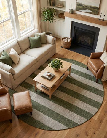 7' 10 x 7' 10 Easy-Clean Ribbon Indoor / Outdoor Round Rug