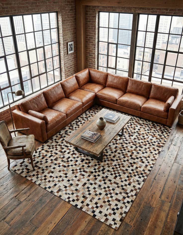 Detail image of 8' 2 x 9' 11 Cowhide - Patchwork Rug