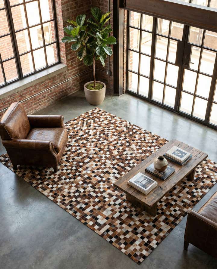 5' 9 x 7' 11 Cowhide Stocks Rug