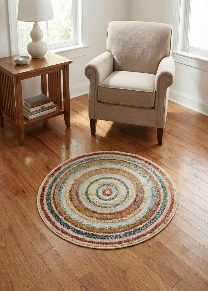 3' x 3' Easy-Clean Casablanca Indoor / Outdoor Round Rug