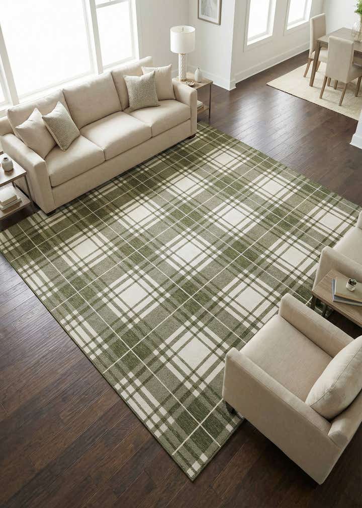 10' x 10' Easy-Clean Checkered Indoor / Outdoor Square Rug