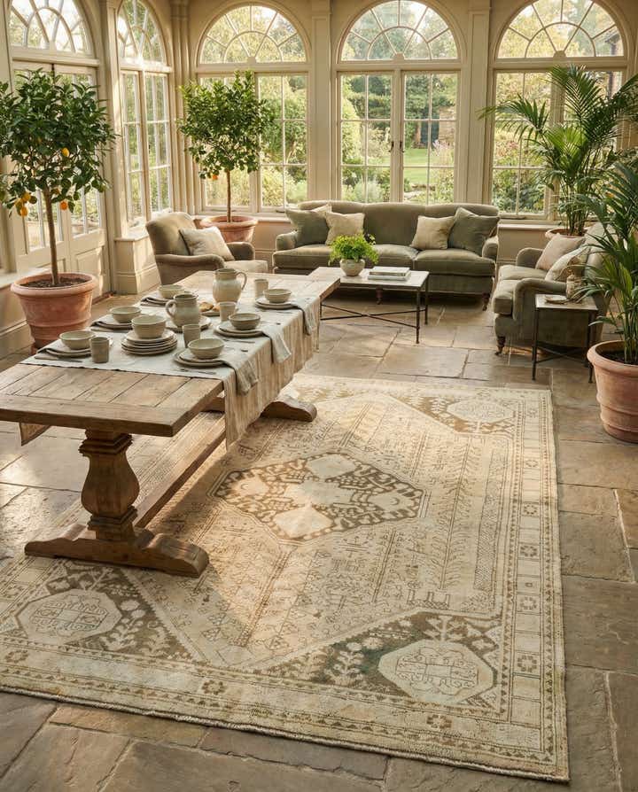 6' 11 x 9' 8 Oushak Wool Rug