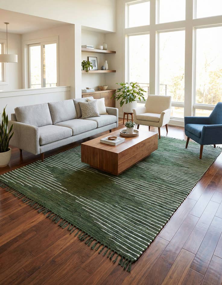 Detail image of 7' 1 x 10'  Hand Woven Chindi Cotton Rug