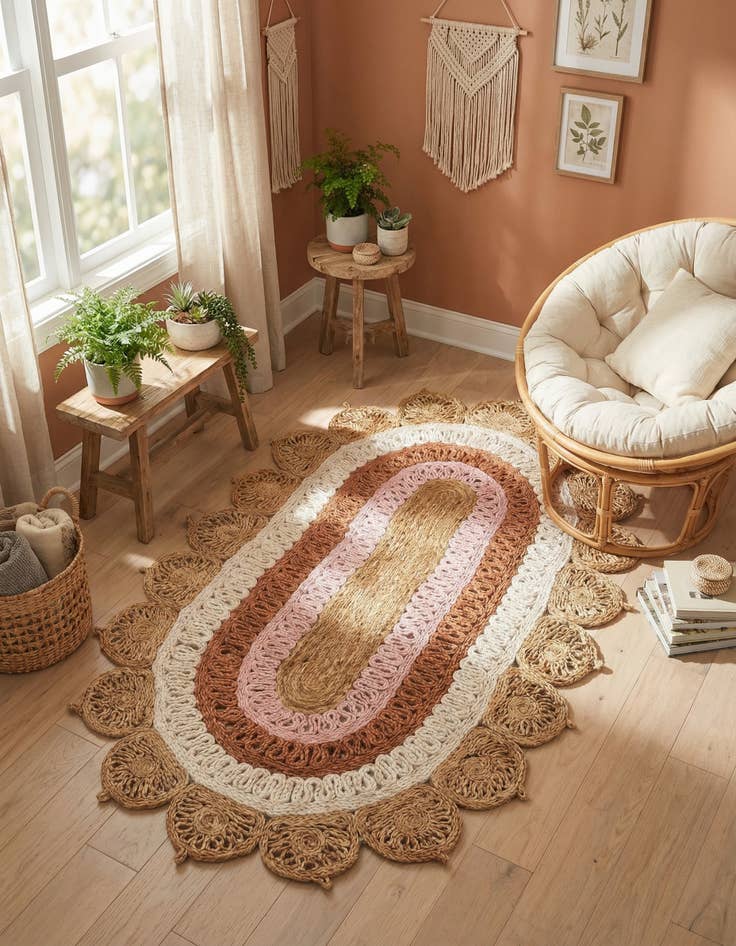Detail image of 3' 1 x 5' 1  Hand Braided Jute Oval Rug