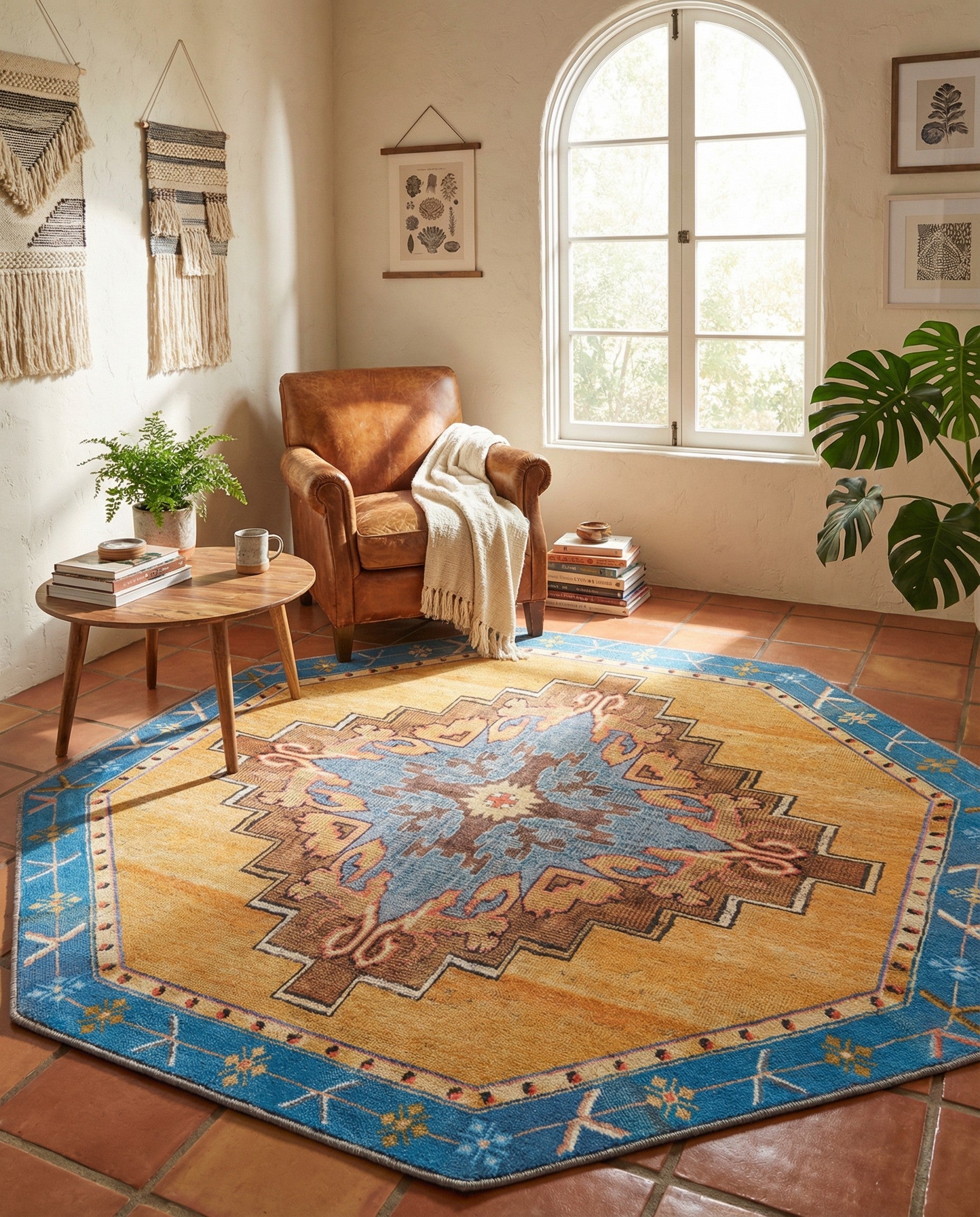 7' 6 x 7' 6 Washable Timeless Octagon Rug