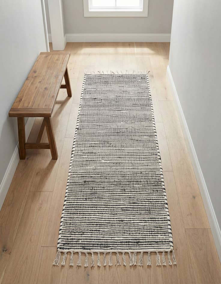 Detail image of 2' 2 x 6' 1 Hand Woven Chindi Jute Runner Rug