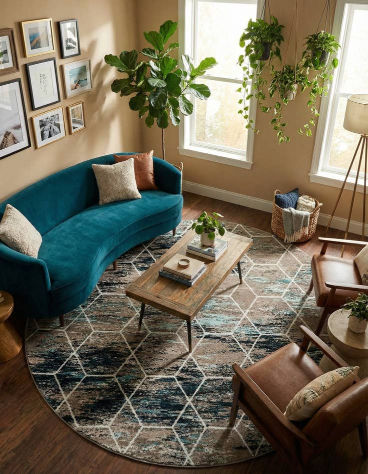 Detail image of 10' x 10' Lattice Frieze Round Rug