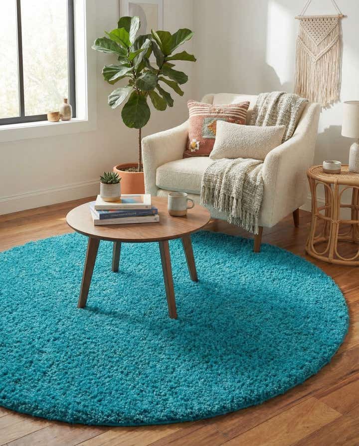 6' x 6' Solid Shag Round Rug