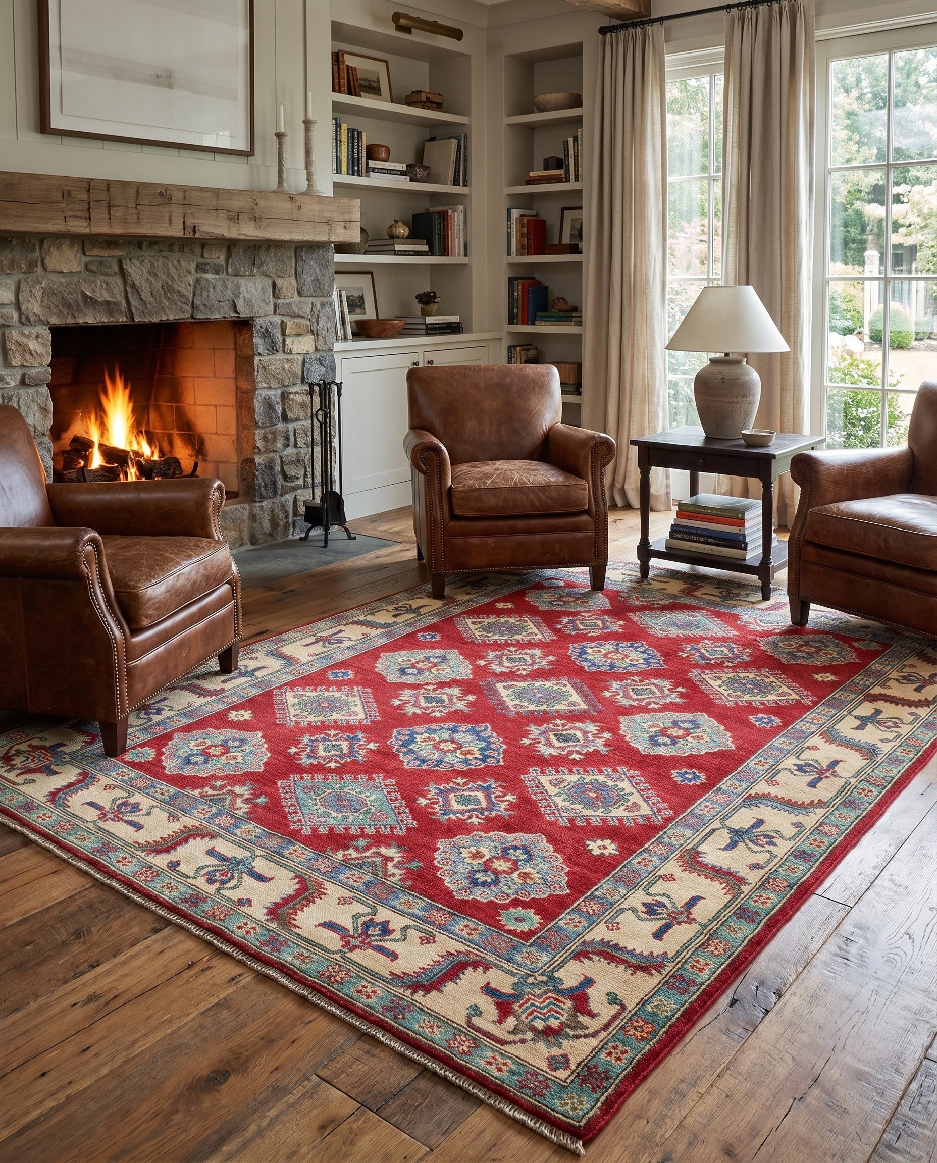 155cm x 215cm Hand Knotted Kazak Rug