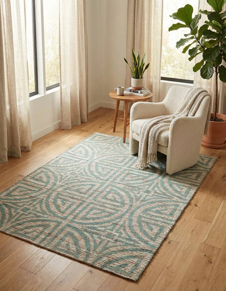 Detail image of 4' 1 x 6' 1 Hand Woven Chenille Jute Rug