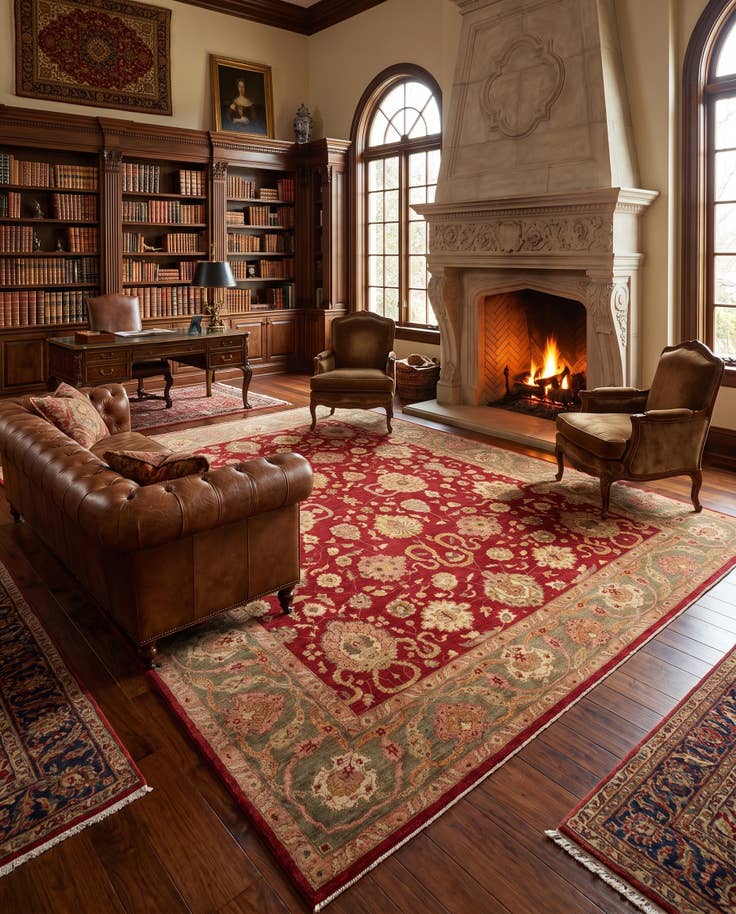 Detail image of 14' 2 x 18' 9 Hand Knotted Ziegler Rug