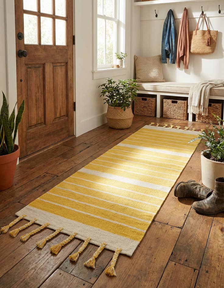 Detail image of 2' 2 x 6' 1 Hand Woven Chindi Cotton Runner Rug