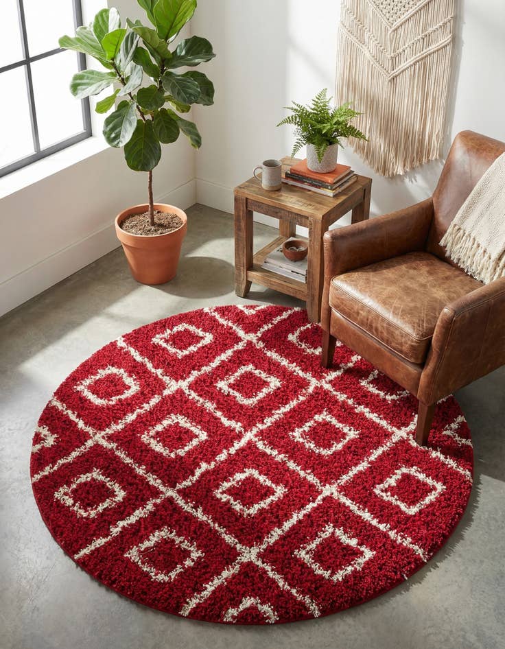 Detail image of 5' 3 x 5' 3 Lattice Shag Round Rug