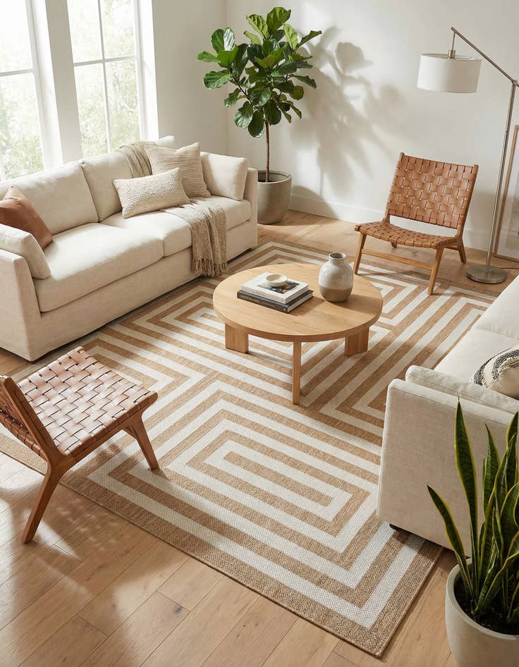 Detail image of  10' x 10'  Washable Modern Indoor / Outdoor Square Rug