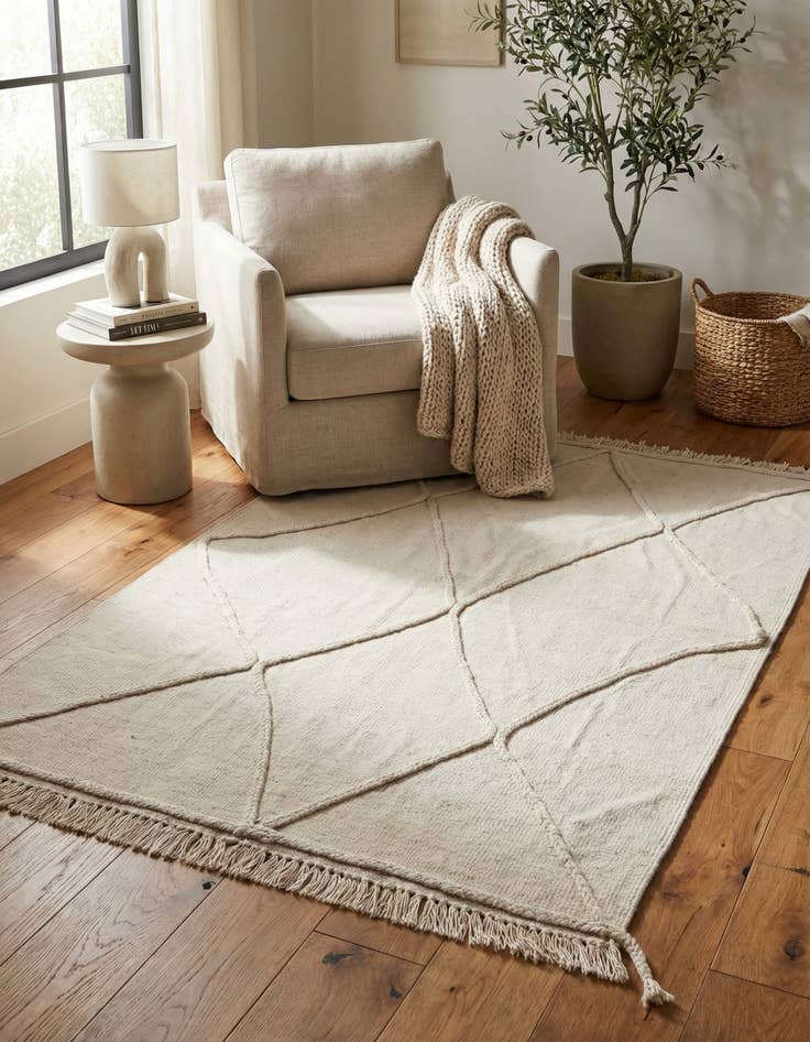 Detail image of 3' 5 x 4' 11 Hand Woven Kilim Modern Wool Rug