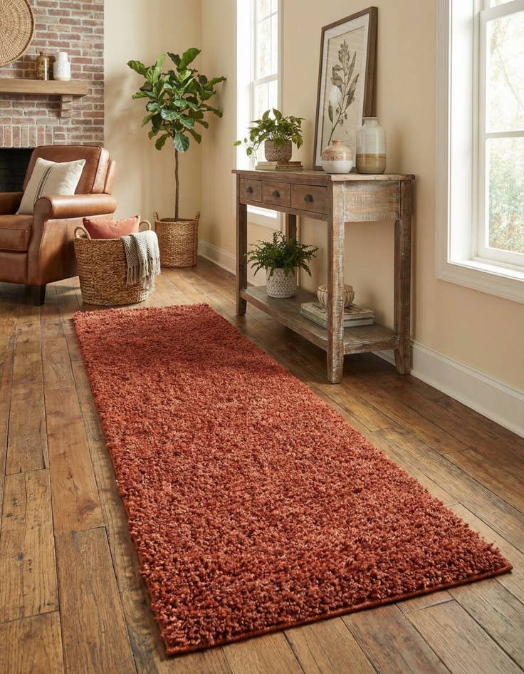 Detail image of 2' x 7' Solid Shag Runner Rug