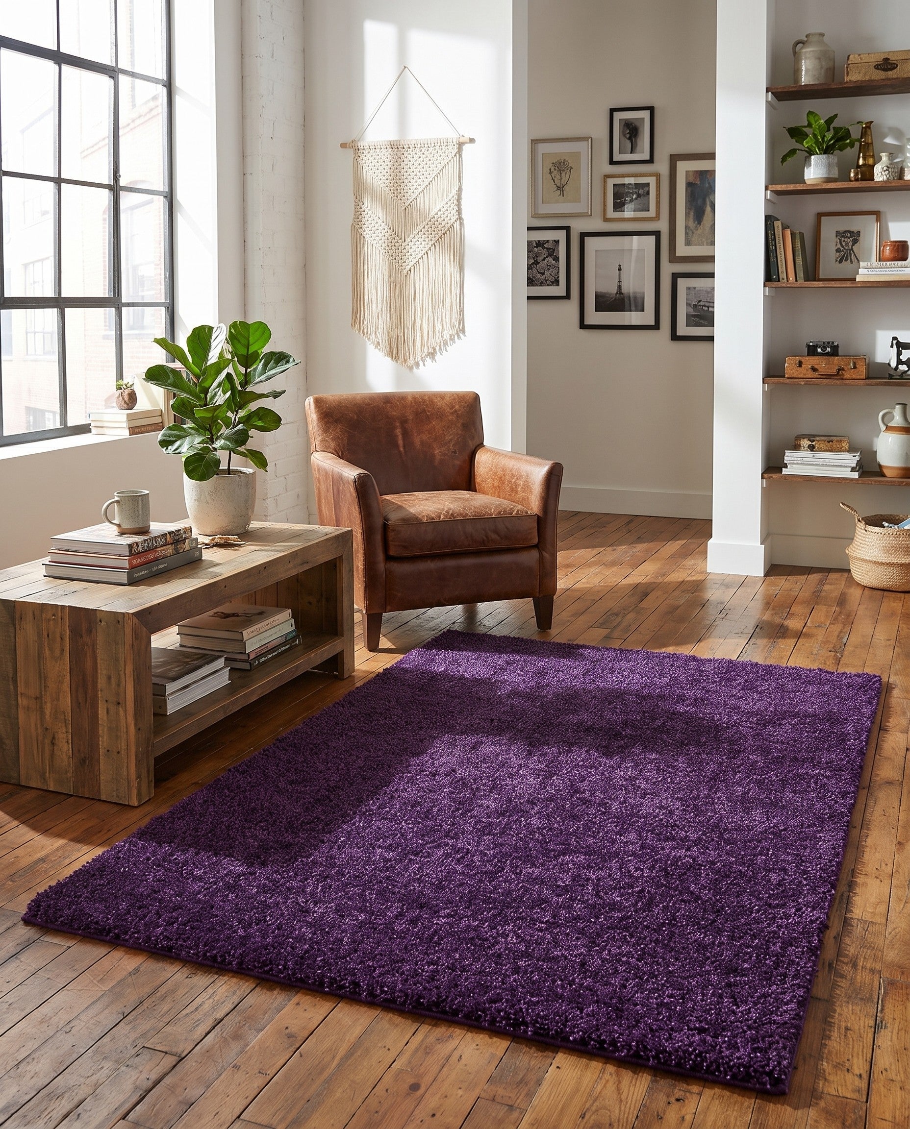 5' 3 x 7' Solid Frieze Rug