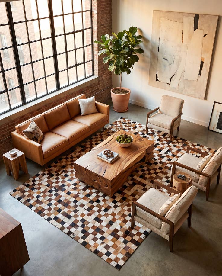 Detail image of 8' x 10' Cowhide Leather Rug